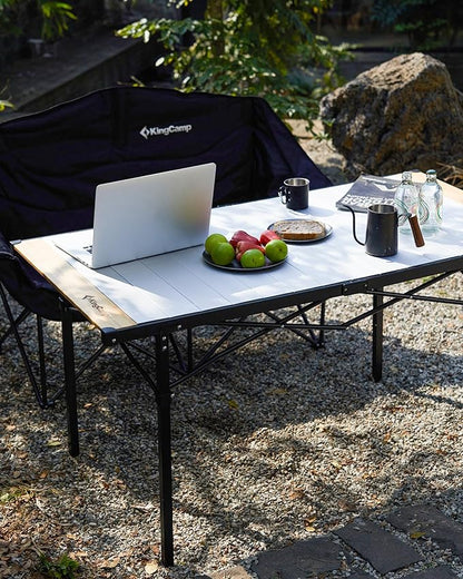 KingCamp Camping Table Folding Portable Table Aluminum Roll Up Lightweight Foldable Large Camp Table for Indoor Outdoor Picnic Backyard, 53.5"X27.5"