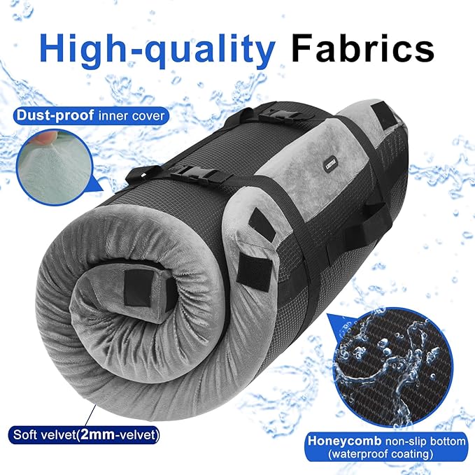 Memory Foam Camping Mattress pad, Comfortable Thick Floor Sleeping Mat for Adults with Waterproof and Non-Slip Bottom, Portable Roll Up Mattress for Sleepover Guest,Cot Mad for Car Camping