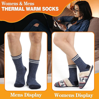 3 Pairs Winter Thermal Socks for Men & Women Warm Winter Ski Thick Boot Insulated Socks for Cold Weather