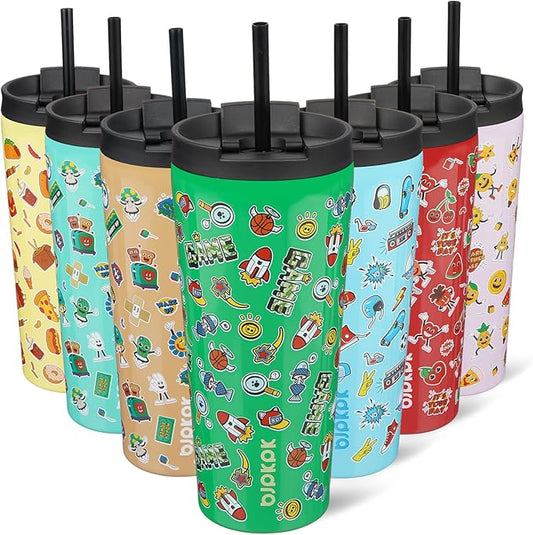 BJPKPK 22oz Stainless Steel Insulated Tumbler With lid And Straw Travel Coffee Thermal Tumblers Cup For Women And Men,Game