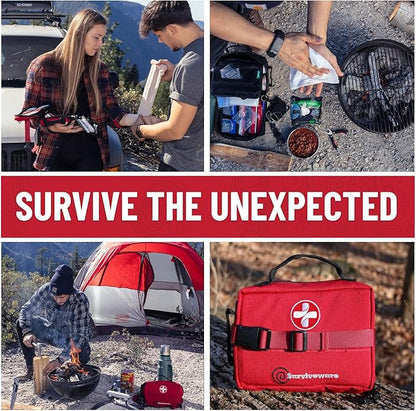 Surviveware 119 Pcs Comprehensive Premium Survival First Aid Kit - Medical Emergency Kit for Travel Camping Gear, Home Essentials & Outdoor Emergencies - HSA & FSA Eligible Survival Kit