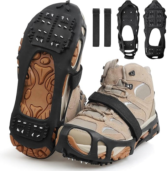 Ice Cleats Snow Traction Cleats Crampons for Walking on Snow and Ice,Non-Slip Overshoe Grippers Anti Slip Footwear for Shoes and Boots