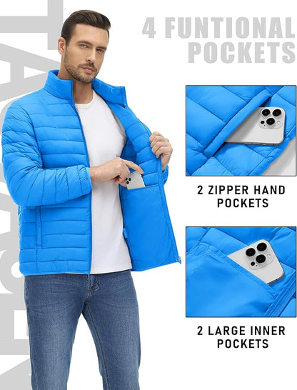 TACVASEN Men's Lightweight Puffer Jacket Winter Quilted Puffy Jackets Warm Water-Resistant Windproof Insulated Coats