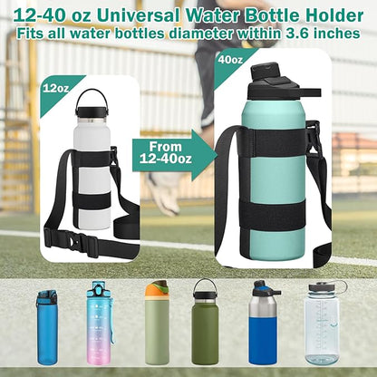 HEYSKAY Water Bottle Holder With Handle and Adjustable Shoulder Strap, Sling With Carabiner for 12oz-40oz Hydro Flask, Sports, Gym, Hiking, Camping, Walking