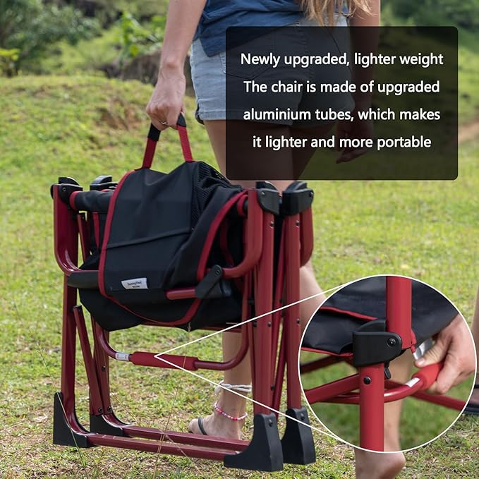 SUNNYFEEL Camping Directors Chair Set of 2 Aluminum Oversized Portable Folding Chair with Side Pocket and Adjustable Side Table for Beach, Fishing, Trip, Picnic, Lawn, Outdoor Foldable Camp Chairs