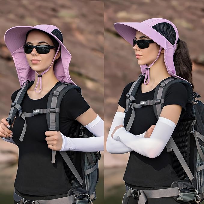 Sun Hat for Men Women with Neck Flap,UPF 50+ UV Protective Hiking Fishing Hats,Wide Brim Sun Hat for Women&Men
