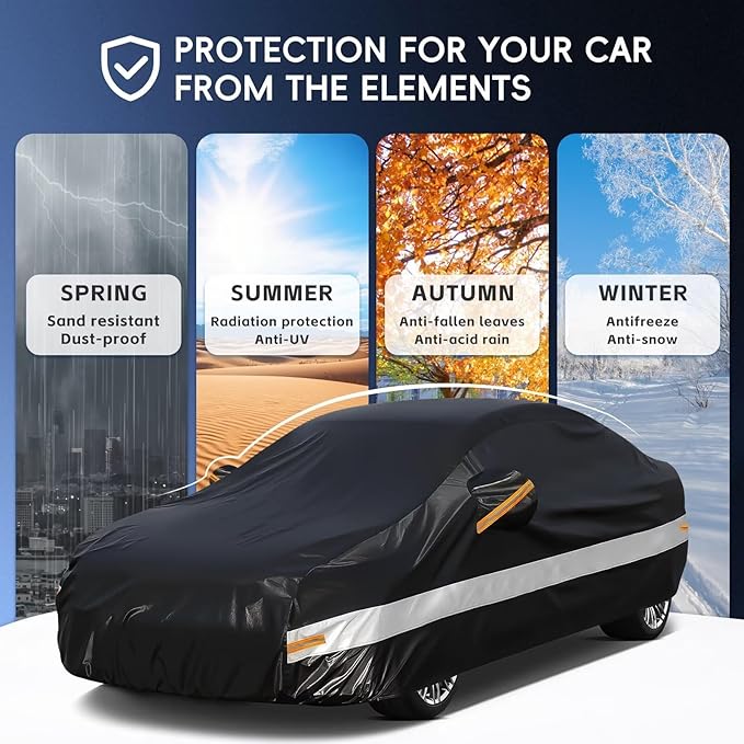 Sedan Car Cover Custom Fit Jaguar S-Type 1999-2008, 100% Waterproof Breathable Outdoor Car Covers, Sun Rain Dust Snow Protection. (Ships from US Warehouse, Arrive Within 3-7 Days)