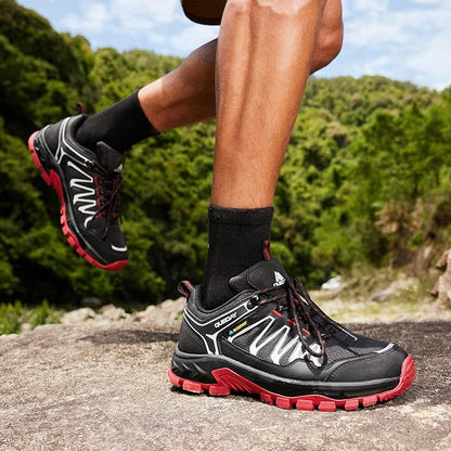 Queday Mens Waterproof Hiking Shoes Lightweight Outdoor Walking Shoes Breathable Hike Trekking Trails Camping Climbing