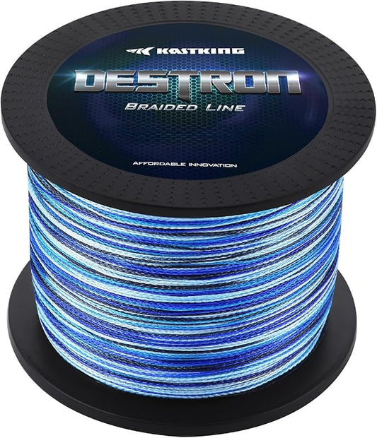KastKing Destron Braided Fishing Line, Highly Abrasion Resistant, Improved Knot Strength, Ultra-Thin Diameter Superline, Zero Stretch & Memory, CFT “Color Fast Technology”, 75% Thinner Than Mono