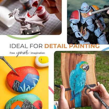 Nicpro Miniature Paint Brushes Dry Brush - 20PCS Model Paint Brush Set with Nylon Case for Acrylic, Oil, Watercolor, Detail Paint Brush Drybrush for Model, Miniature Painting, Paint by Numbers, Craft