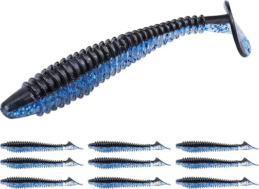 RUNCL Swimbaits Paddle 10/20/30/40PCS, 5/4/3/2 Inchs Paddle Tail, Soft Lure for Trout Crappie Bass, Durable Plastic Bait Swimmer for Saltwater/Freshwater, Fishing Lover's Gift