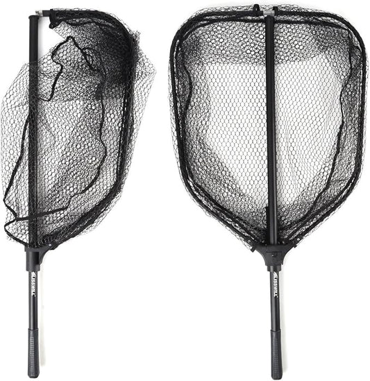 BLISSWILL Large Fishing Net with Handle Collapsible Fish Landing with Extendable Handle Knotless Nylon Fishing Safe Fish Net Durable Telescopic Dip Foldable