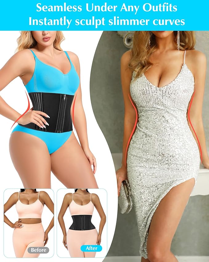 Short Torso Waist Trainer for Women Lower Belly Fat, Workout Fajas Colombianas Waist Cincher Corset