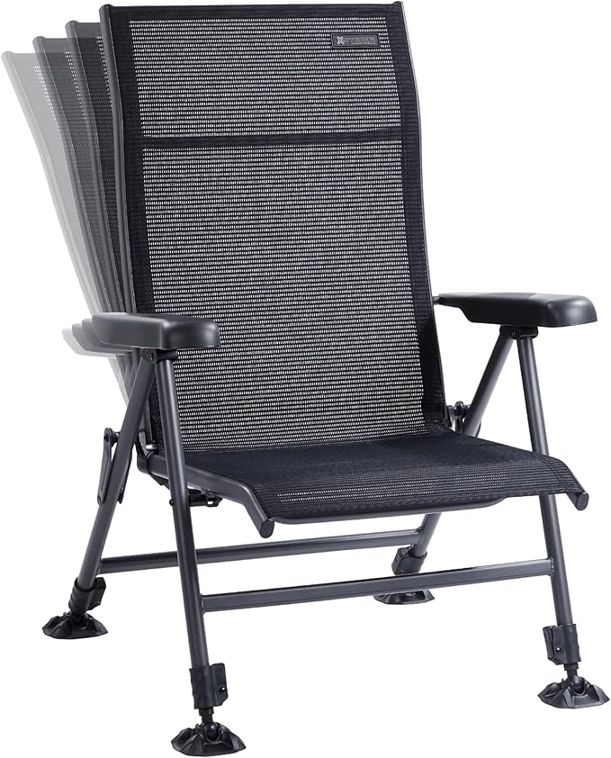 X Strike Folding Camping Chair Support 350 LBS, Outdoor Fishing Chair for Adults Breathable Mesh with Adjustable High Back Support and Leg, Aluminum Frame for Fishing, Camp, Lawn, Patio.