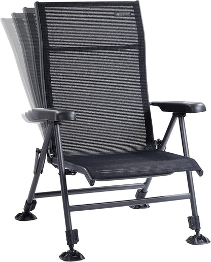 X Strike Folding Camping Chair Support 350 LBS, Outdoor Fishing Chair for Adults Breathable Mesh with Adjustable High Back Support and Leg, Aluminum Frame for Fishing, Camp, Lawn, Patio.