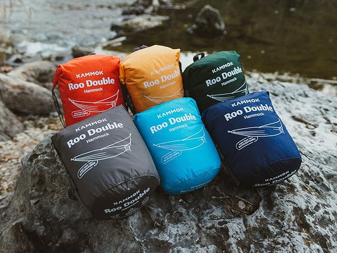 KAMMOK: Roo Double Hammock | Made from Strong & 100% Recycled Water Resistant Ripstop Fabric | Comfortable, Packable, Lightweight (Lifetime Adventure Grade Warranty), Ember Orange