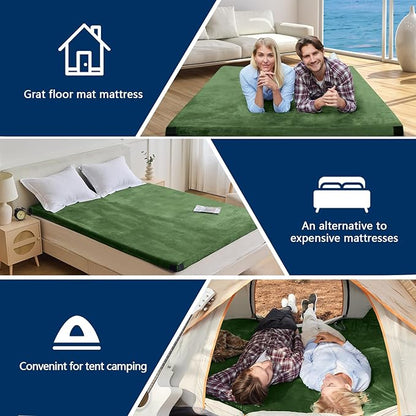 CYMULA Memory Foam Camping Mattress Pad, CertiPUR-US Sleeping Mat, Portable Roll Up Mattress for Adults, Camping Bed Pads for Sleepover, Car Bed with Travel Bag