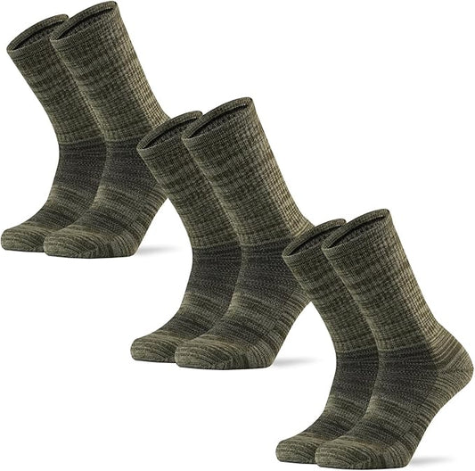 Ortis Men's Merino Wool Cushion Crew Socks with Moisture Wicking Control Light Weight Breathable for Outdoor Hiking Cycling