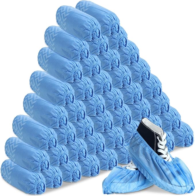 200 Packs Disposable Boot Shoe Covers Non Slip Thick Extra Booties for Shoes Covers Durable for Men Women (Blue)