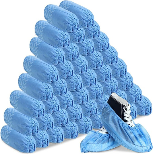 200 Packs Disposable Boot Shoe Covers Non Slip Thick Extra Booties for Shoes Covers Durable for Men Women (Blue)