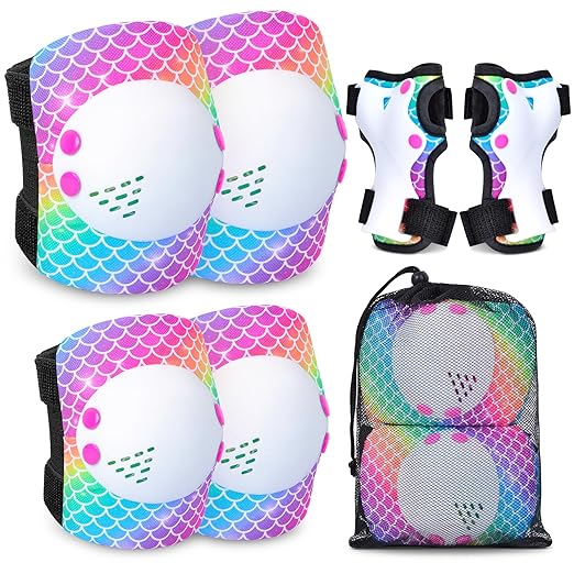 Kids Knee Pads Elbow Pads Set, Skating Protective Gear for Skateboard, Roller Skates, Bike Cycling, Scooter, for Kids 3-8 Years