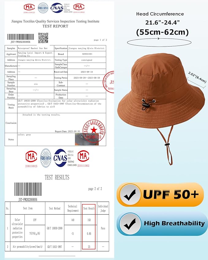 Water-Resistant Sun UPF 50+ Bucket Hat Protection Packable Brimmed Boonie for Women Men Summer Lightweight Hiking Outdoor Cap