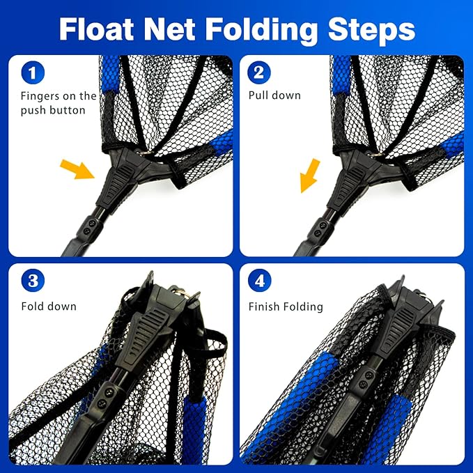 Floating Fishing Landing Net - Foldable for Freshwater or Saltwater - Folding and Fly Fishing