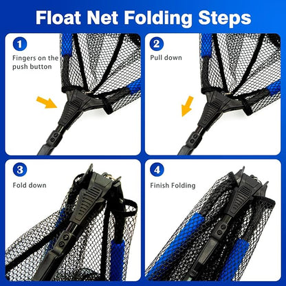 Floating Fishing Landing Net - Foldable for Freshwater or Saltwater - Folding and Fly Fishing