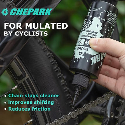 CHEPARK Bike Drivetrain cleaning & lubricating Essentials Kit with bike Degreaser,bike Lubricant Brush Tool- Bicycle Maintenance for Mountain Road Bikes (50P)