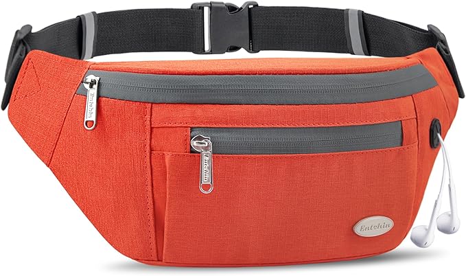Entchin Fanny Pack for Women Men,Crossbody Belt Bag with 4-Zipper Pockets,Adjustable Waist Bag Pack,One of the Most Popular Travel Essential Gifts for Walking,Traveling,Cycling