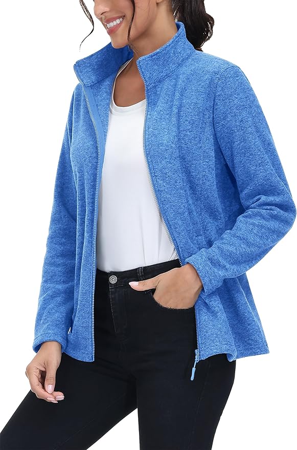 MAGCOMSEN Fleece Jacket Women Zip UP Lightweight Soft Polar Warm Winter Jackets for Women with Pockets Outdoor Hiking