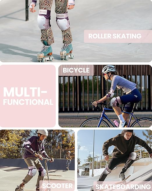 OutdoorMaster Skate Protective Gear Set for Adult & Youth, Skateboard Helmet Knee and Elbow Pads with Wrist Guards for Scooter, Inline Roller Skating, Skateboarding