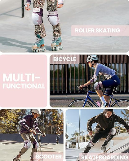 OutdoorMaster Skate Protective Gear Set for Adult & Youth, Skateboard Helmet Knee and Elbow Pads with Wrist Guards for Scooter, Inline Roller Skating, Skateboarding