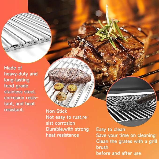 18.75" 2Pack Stainless Steel Cooking Grill Grates for Weber Genesis II 300 and Genesis II LX 300 Series Gas Grills, Genesis II E&S 310 315 320 325 340, Replacement Parts for Weber 66095