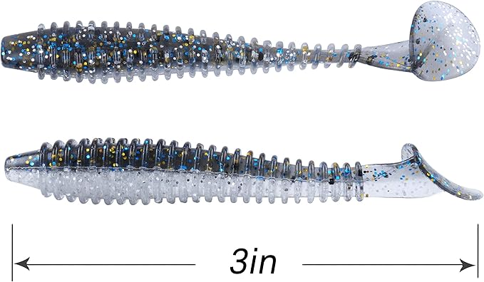 RUNCL Swimbaits Paddle 10/20/30/40PCS, 5/4/3/2 Inchs Paddle Tail, Soft Lure for Trout Crappie Bass, Durable Plastic Bait Swimmer for Saltwater/Freshwater, Fishing Lover's Gift