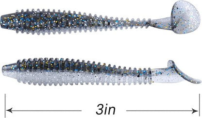 RUNCL Swimbaits Paddle 10/20/30/40PCS, 5/4/3/2 Inchs Paddle Tail, Soft Lure for Trout Crappie Bass, Durable Plastic Bait Swimmer for Saltwater/Freshwater, Fishing Lover's Gift