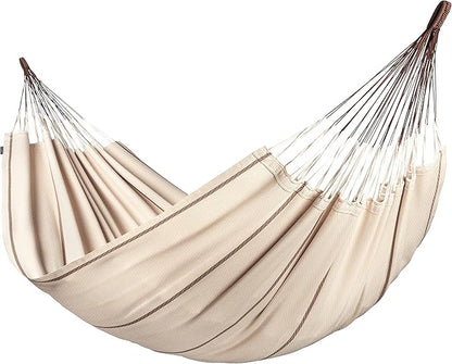LA SIESTA® Modesta Organic Cotton Hammock & Wall Mount Kit for Walls Ceilings & Square Beams - Indoor Outdoor Hammock Swing, Portable Hammock for Outside Patio Bed - 2 Person Hammock, XL King, Nougat