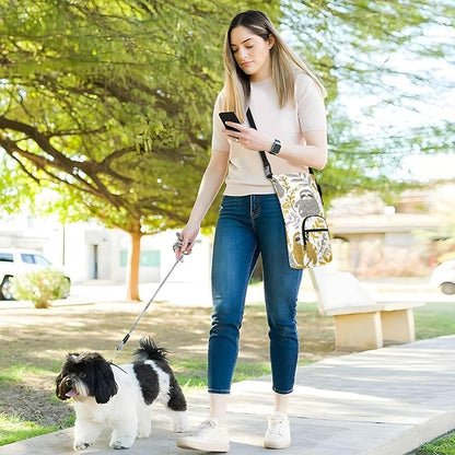 Cartoon Sloths Leaves White Water Bottle Holder with Strap Insulated Water Bottle Carrier Crossbody Bags Pouch with Phone Pocket for Travel Gym Hiking Walking Running