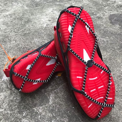 Walk Traction Cleats,Ice Cleats Anti Slip Crampons Rubber Spikes Ice Snow Grippers for Boots and Shoes for Winter Walking on Snow and Ice Climbing Hiking Mountaineering 2PCS for Man and Woman