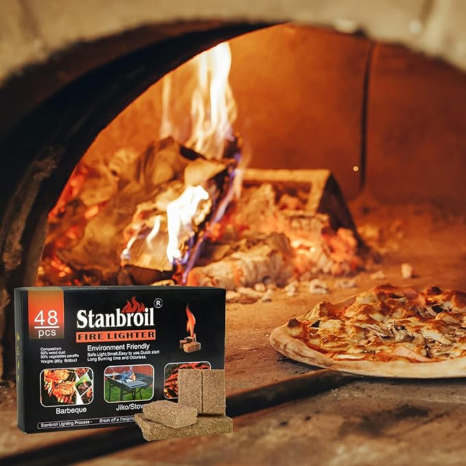 Stanbroil 48 pcs Fire Starters, Natural Charcoal Square Fire Starters Super Fast Lighting Perfect for Barbecue Grills, Smokers, Wood Stove, Campfires and Outdoor Fireplaces