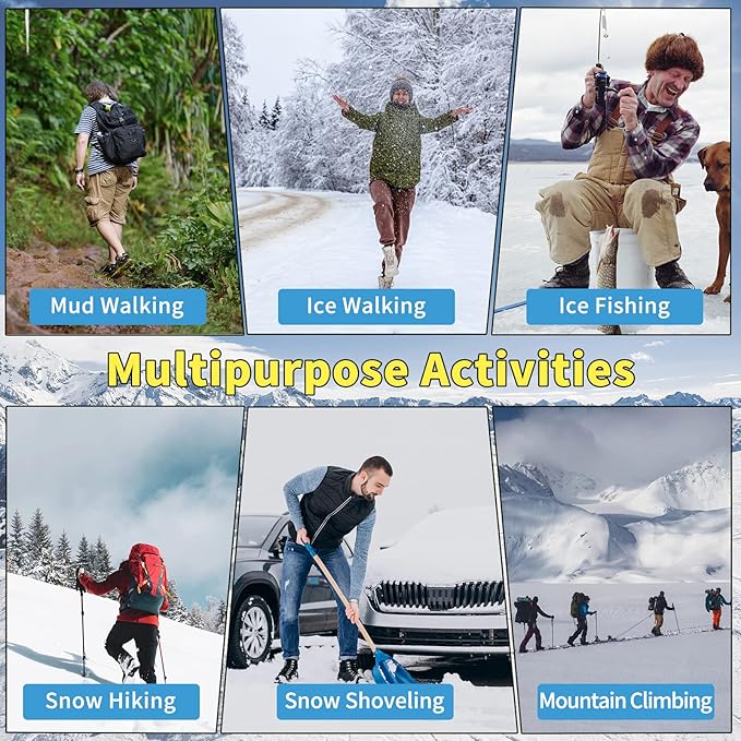 Crampons Ice Cleats Snow Grips, Anti-Slip Traction Lightweight Portable for Walking on Snow & Ice, for Shoes/Boots