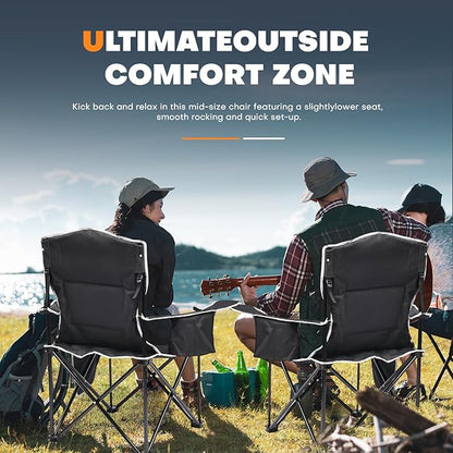 XMT Premium Padded Folding Chair, Extra Wide & Heavy Duty 450lbs Capacity, Portable Camping Chair with Insulated Cooler, Cup Holder & Storage, Compact Foldable for Outdoor, Beach, Picnics