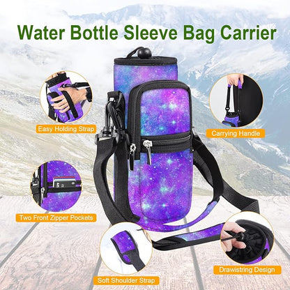 25/32/40/64oz Water Bottle Bag Holder Carrier-Insulated Crossbody Sling Case Sleeve with Strap & Pockets for Men Women Gym Cycling Travel Walking Hiking Camping