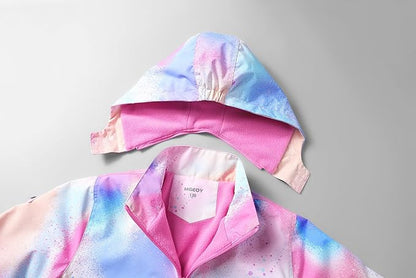 MGEOY Boys Girls Rain Jackets Lightweight Waterproof Hooded Raincoats Windbreakers for Kids 4-14Y