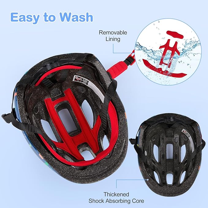 Kids Helmet 3-8 Adjustable Toddler Helmets with Kids Knee Pads and Elbow Pads Set for Cycling, Scooters, Skateboarding, Skating