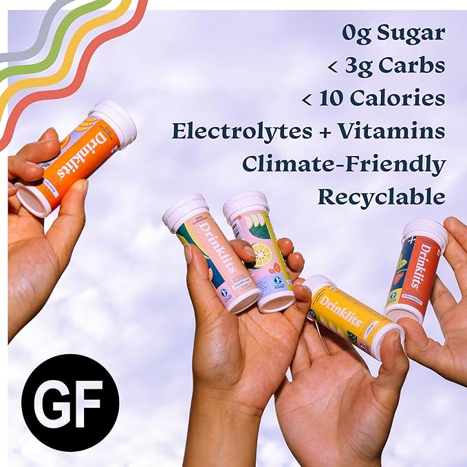 Drinklits Ginger-Lime Electrolyte Hydration & Strawberry Immunity Tablets (2) Tube Combo Pack | Great Taste – Gluten Free – Daily Use | 20 Servings (10 Tablets Per Tube)