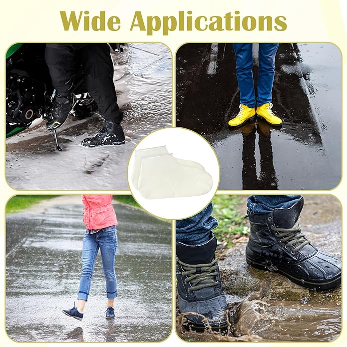 2 Pairs Shoe Covers Waterproof Silicone Rain Shoe Covers Reusable Non Slip Outdoor Cycling Boot Protectors Fits Outdoor Cycling Women Men