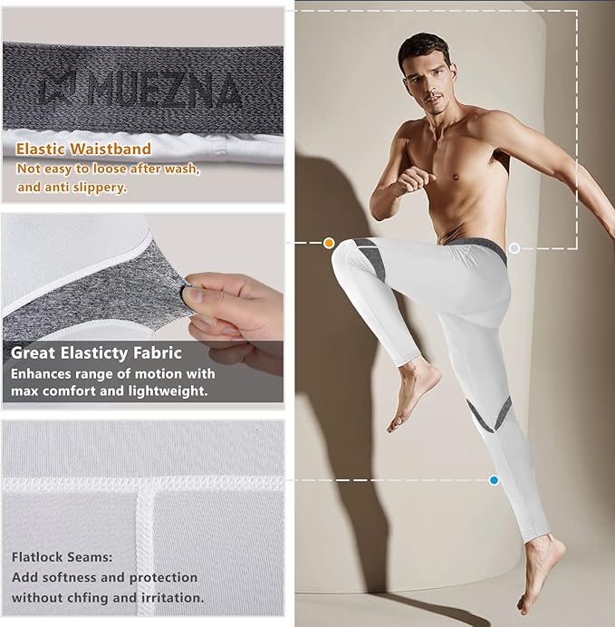 Muezna Men's Thermal Top and Bottom Set Underwear Long Johns Base Layer with Soft Fleece Lined