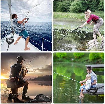 Fishing Net with Handle, Telescoping & Folding Fish Net for Easy Transport & Storage, Durable Freshwater & Saltwater Fishing Gear for Kids & Adults, Compact & Portable Design