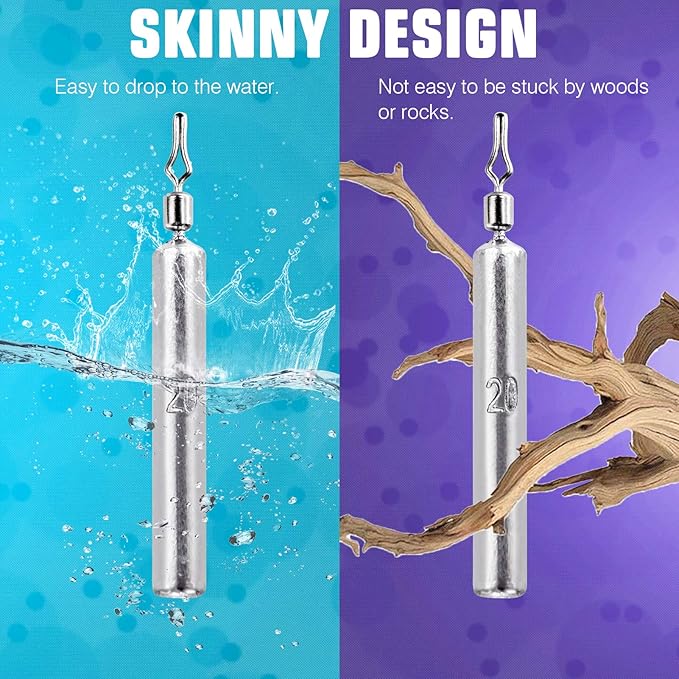 AMYSPORTS Drop Shot Weights Fishing Lead Drop Saltwater Fishing Weight Freshwater Drift Sinker Fishing Weight Bass Rig Cylinder Removable Catfishing